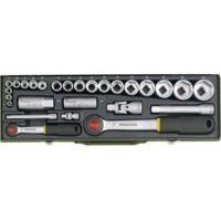 Proxxon Industrial Jeu de clés à douille métrique 1/4 (6.3 mm), 1/2 (12.5 mm) 27 pièces 23020
