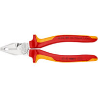KNIPEX 02 06 180 Pince universelle à forte démultiplication isolées par gaines bi-matière, certifiées VDE chromée 180 mm