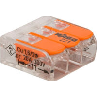 50 mini connecteur WAGO 3 entrées pour fil souple ou rigide - réf 221-413