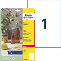 Etiquette plastique Avery-Zweckform L7784-25 210 x 297 mm film de polyester transparent 25 pc(s) fixation permanente