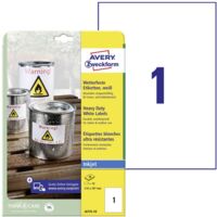 Etiquette plastique Avery-Zweckform J4775-10 210 x 297 mm film de polyester blanc 10 pc(s) fixation permanente