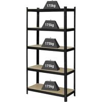 Rayonnage lourd TOOLCRAFT KCT20CP 175 kg (l x H x P) 900 x 1800 x 400 mm métal, Fibres dures noir, galvanisé panneau du