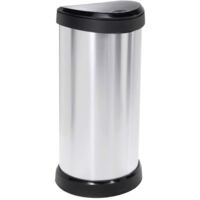 Curver – Poubelle automatique 40 l 240641 – Dimensions 335 x 685 x 285 mm – Argent et noir – Bac à déchets en inox avec anneau de retenue