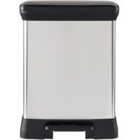 Curver – Poubelle à pédale 30 l rectangulaire argent et noir – Dimensions 390 x 510 x 290 mm – Couvercle anti-odeur et support sac invisible