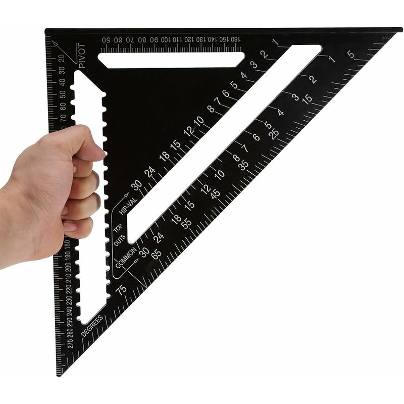 Équerre Triangle Règle 7 Pouces Équerre de Mesure du Triangle en Alliage d’aluminium Rapporteur d/'Angle de Triangle de Haute Précision Équerre Triangle Metrique avec 2 Pcs Règle Droite en Acier