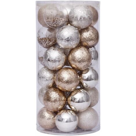 36 Mini Silver Incassable Boules-Décorations de Noël 3 cm 