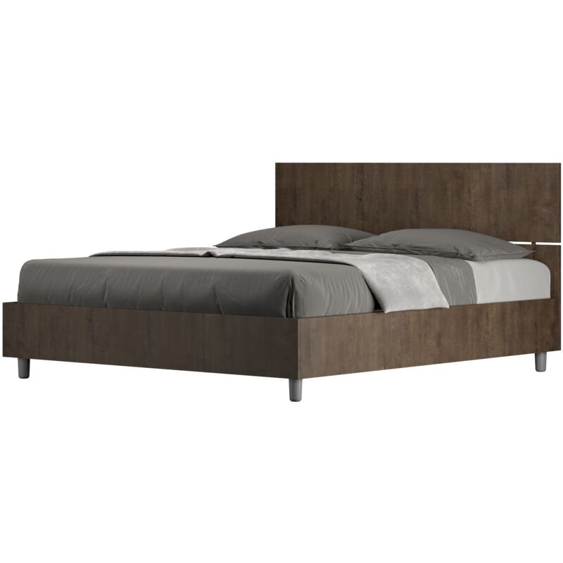 Demas D Oak letto matrimoniale in legno 160x190cm doghe testata dritta