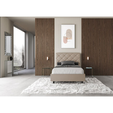 Ityhome Letto contenitore imbottito 140x190 similpelle tortora Mika