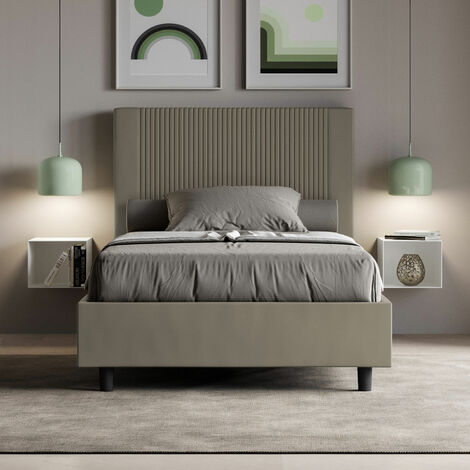 Letto 120x190 imbottito, finitura Marrone