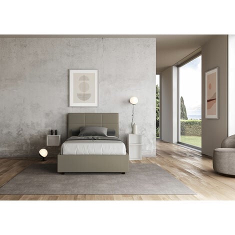 Letto con rete imbottito 140x200 similpelle cappuccino Mika