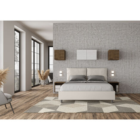 Letto senza rete imbottito 160x200 similpelle bianco Antea