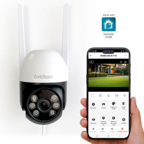 Caméra de sécurité HomeCam 2K PTZ extérieure motorisée connectée Avidsen Home  - Avidsen - 127154