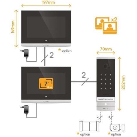 Visiophone filaire et connecté avec digicode intégré -  Extel Code Connect - 720320