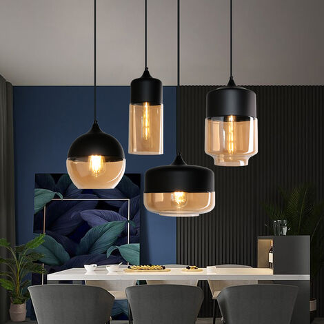 4 Pezzi Lampadario a Sospensione in Vetro Lampada da Soffitto Moderna Semplice per Cucina Sala da Pranzo Camera da Letto