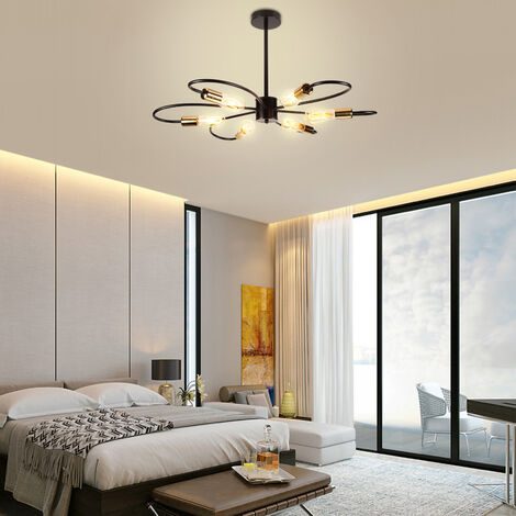 WOTTES Lampadario A Sospensione Nero – Design Moderno Con Cavo Regolabile, Adatto A Soggiorno, Cucina E Camera Da Letto (Attacco E27)