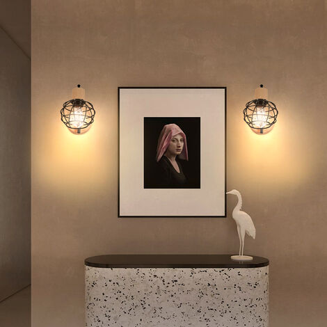 Applique Da Parete Industriale Vintage Con 2 Luci - Lampada E27 Per Bagno, Camera Da Letto O Bar - Foto 6