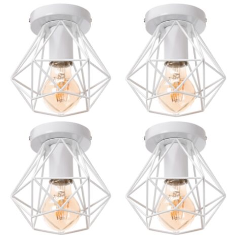 IDEGU Lampada A Sospensione Vintage In Metallo - Forma A Gabbia Diamante 20 Cm - Colore Nero - Portalampada E27, Cavo Regolabile