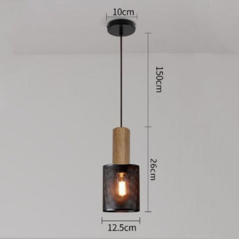 Lampadario Vintage In Legno E Metallo Nero – 4 Lampade E27, Regolabile, Max 60W, Per Soggiorno E Ristorante