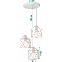Lampadario gabbia metallo E27, lampada a sospensione decorativo retrò industriale regolabile bar ristorante caffetteria (Bianco) - Bianco
