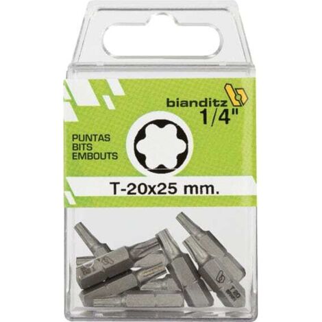 Puntas de Destornillador TX Bianditz 1 4" Niquelado10x25Blister de 10 unidadesBlister de 10 unidades Niquelado 10x25 (1/3)