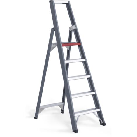 Escalera tipo tijera de peldaños planos de aluminio  de ascenso