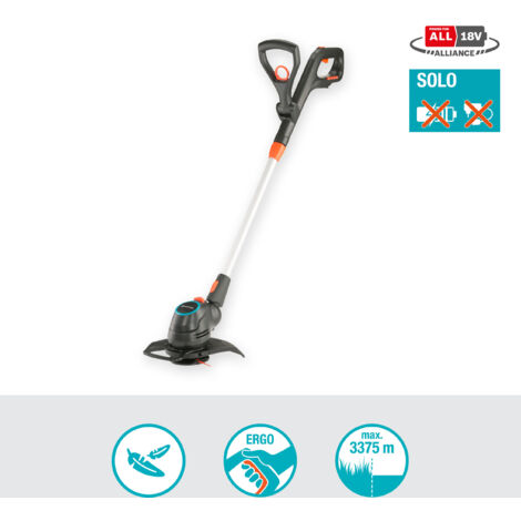 GARDENA Cortabordes batería ComfortCut 23 cm / 18V POWER FOR ALL cargador y batería no incluidos, ancho corte de 23 cm, para 1400 m de bordes, mango ajustable y cabezal de corte orientable (14701-55)