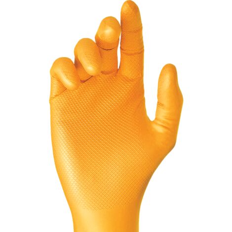Juba Grippaz Guantes 580 Caja 50 Uds desechables nitrilo EN 374 NaranjaMNaranja M ISO 374