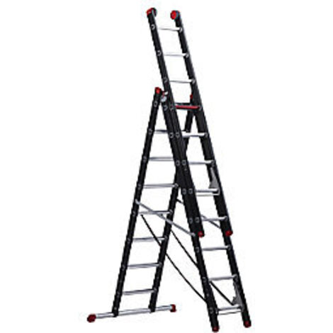 Escalera multiusos revestida de aluminio de 3 tramos en