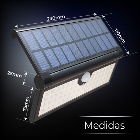 Applique solaire LED 3W avec détecteur de mouvement et 3 modes d'éclairage  Lot de 1 U.