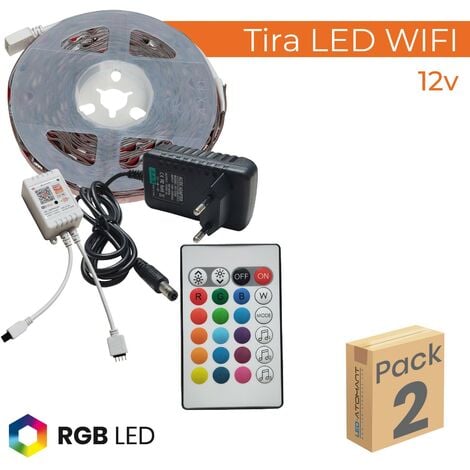 kit ruban Bandeau LED bluetooth 12v-2m-ip20-couleurs rgb+w pret a l'emploi