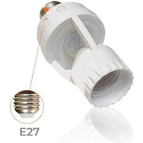 Porte-ampoule E27 avec détecteur de mouvement et capteur crépusculaire  compatible LED Lot de 1 U.