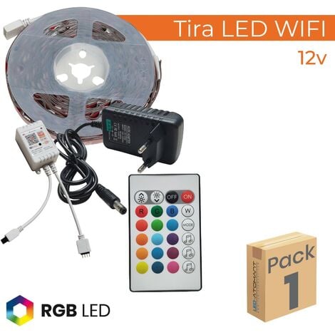 Ruban LED RGB à intensité variable 5m LED/12/230V IP44 + télécommande