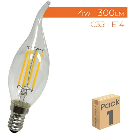 Ampoule LED Bougie CHANDELIER Filament Vintage 4W 300LM C35 E14 Blanc Chaud  3000K - Lot de 1