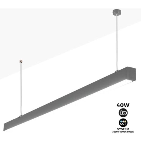 Luminaria Lineal LED Suspensión / Superficie CCT - 40W - 120cm - Gris