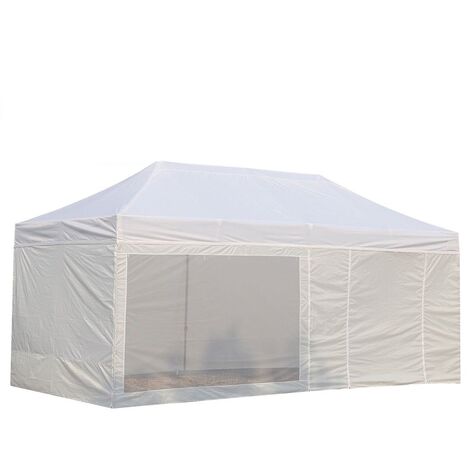 Gazebo 3x6 m bianco pieghevole portatile estendibile richiudibile  estensibile acciaio con laterali per fiere eventi stand