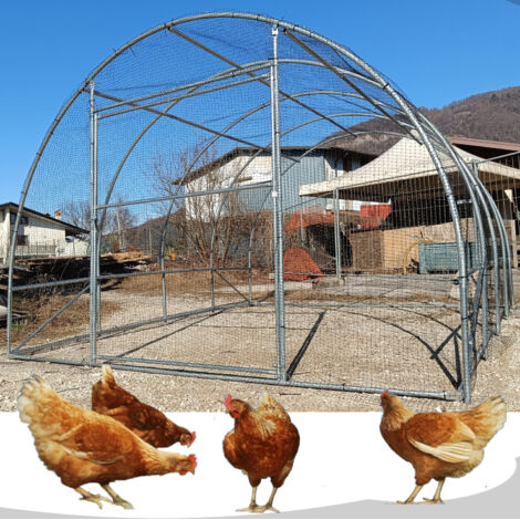 Pollaio 3,5x4m voliera tunnel con rete per polli e galline