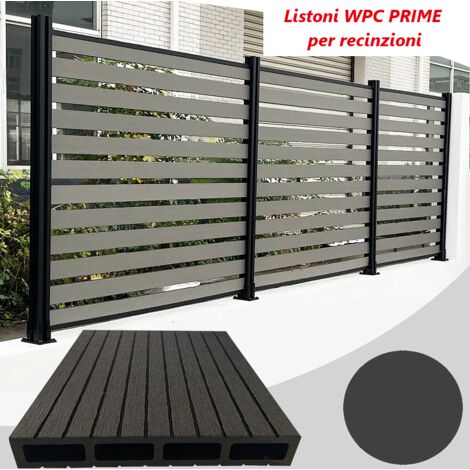 Listoni WPC PRIME L196xH183cm per recinzione colore Antracite listone 105x1805mm spessore 20mm