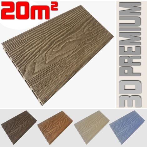 Listone WPC 3D 20m² per pavimentazione decking colore Teak Plus effetto legno listone 146x2200mm spessore 25mm (1/5)
