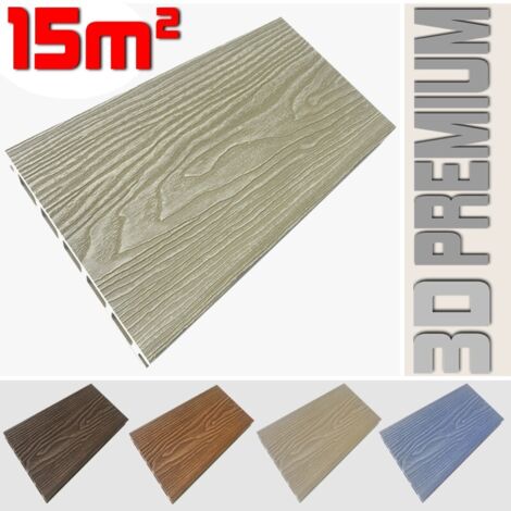 Listone WPC 3D 15m² per pavimentazione decking colore Cream effetto legno listone 146x2200mm spessore 25mm (1/5)