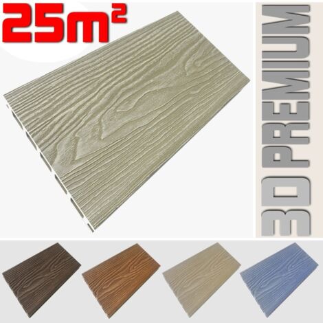 Listone WPC 3D 25m² per pavimentazione decking colore Cream effetto legno listone 146x2200mm spessore 25mm (1/5)