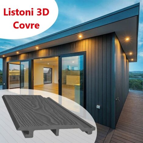 Listoni WPC 3D Covre 15m² per rivestimenti colore Antracite listone 174x2200mm spessore 21mm (1/5)