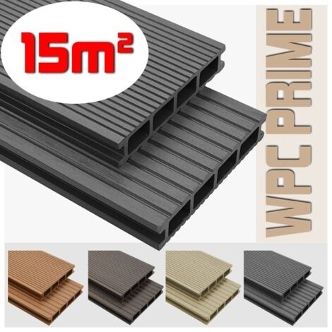 Listoni WPC 15m² per pavimentazione decking colore Grey listone 140x2200mm spessore 25mm (1/5)