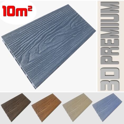 Listone WPC 3D 10m² per pavimentazione decking colore Smoky Grey effetto legno listone 146x2200mm spessore 25mm (1/5)