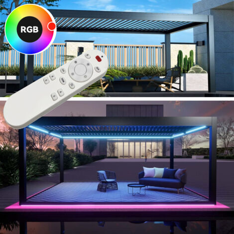 Pergola bioclimatica 6x3m apertura lamelle motorizzata con impianto led rgb - Antracite (1/5)