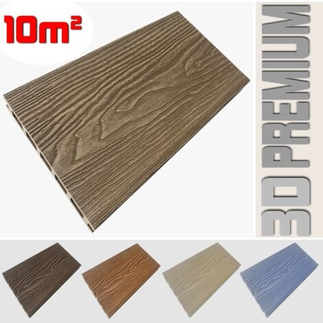 Listone WPC 3D 10m² per pavimentazione decking colore Teak Plus effetto legno listone 146x2200mm spessore 25mm (1/5)