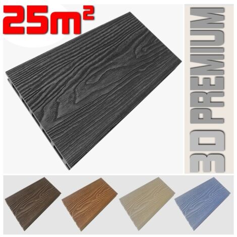 Listone WPC 3D 25m² per pavimentazione decking colore Antracite effetto legno listone 146x2200mm spessore 25mm (1/5)