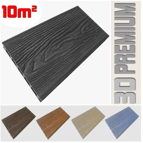 Listone WPC 3D 10m² per pavimentazione decking colore Antracite effetto legno listone 146x2200mm spessore 25mm (1/5)
