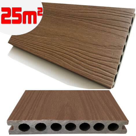 Listone WPC 3D SUPRAM HD 25m² co-estruso per pavimentazione decking colore Teak effetto legno 138x2200mm spessore 22mm (1/5)