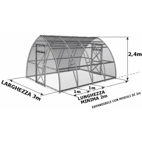 Serra Premium 3x2m a tunnel con copertura policarbonato alveolare 4mm