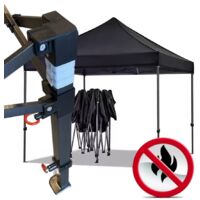 Gazebo 3x3m nero certificato IGNIFUGO SENZA laterali pieghevole portatile estendibile richiudibile estensibile acciaio per fiere eventi stand chiosco tenda tendone mercato mercatino